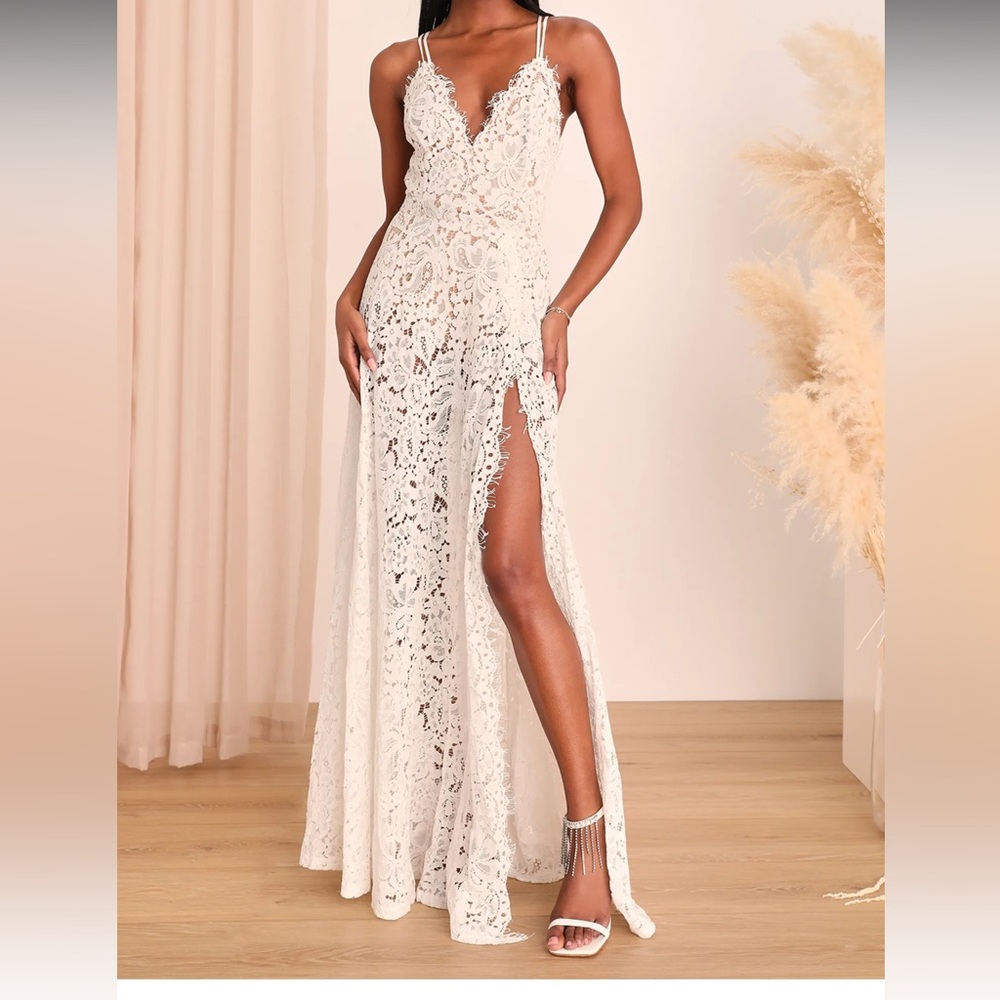Lulu’s white lace maxi dress